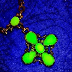 Barclay Vintage Vaseline Glass Necklace 
Please see all images